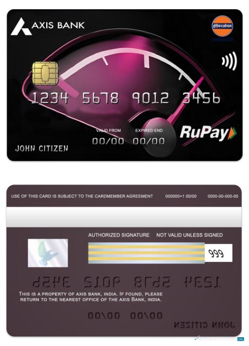 Download India Axis Bank IOCL RuPay credit card Photoshop template